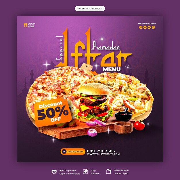 Ramadan Kareem Food Menu Social Media Banner Template – Free Download