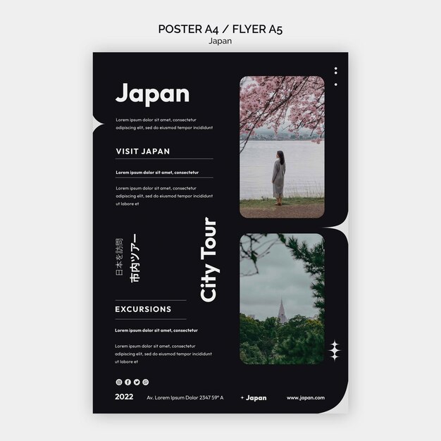 Japanese City Tour Vertical Flyer Template – Free Download