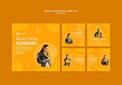 Florist Concept for Social Media Posts – Free Download