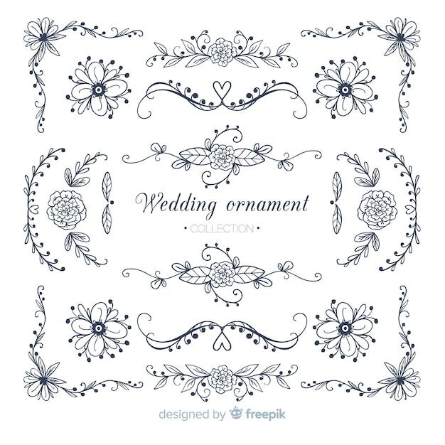 Hand Drawn Wedding Ornaments Collection – Free Download