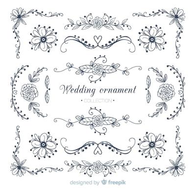 Hand Drawn Wedding Ornaments Collection – Free Download