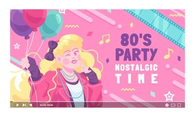 80s Party YouTube Thumbnail Design – Free Download for Stock Photos