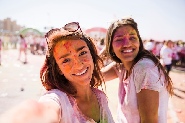 Smiling Young Woman Taking Selfie During Holi – Free Stock Photo, Download for Free