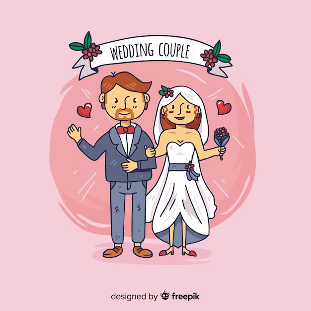 Hand Drawn Wedding Couple Background â Free Download