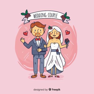 Hand Drawn Wedding Couple Background â Free Download