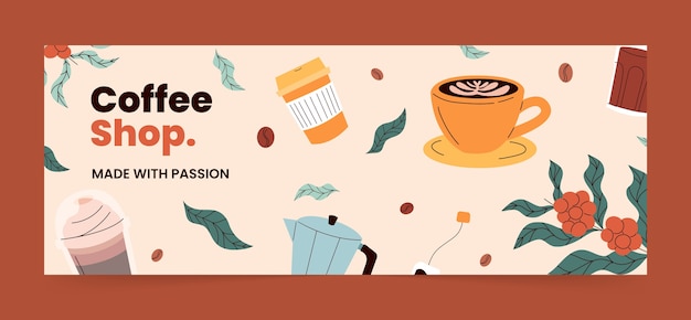 Hand Drawn Coffee Plantation Facebook Cover Template – Free Download