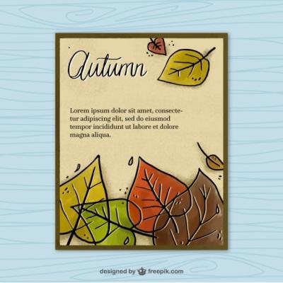 Hand Drawn Dry Leaves Card – Free Download