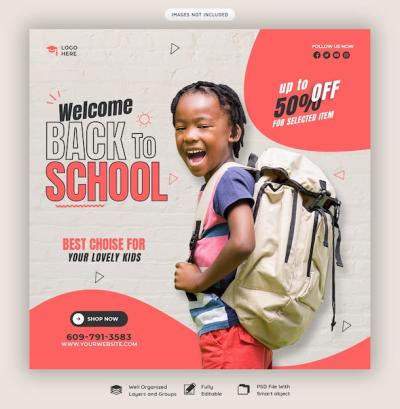 Back to School Social Media Post Banner Template – Free Download