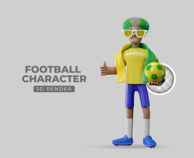 Funny 3D Illustration of a Football Fan – Free Download