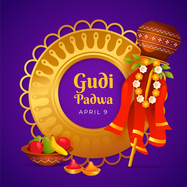 Gradient Gudi Padwa Illustration – Free Stock Photo, Download Free