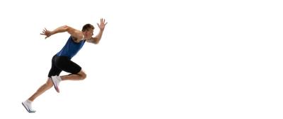 Caucasian Male Runner Training on White Wall – Free Download