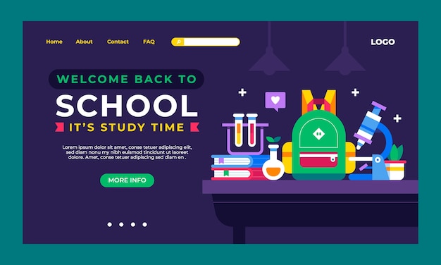 Back to School Season Flat Landing Page Template – Free Download