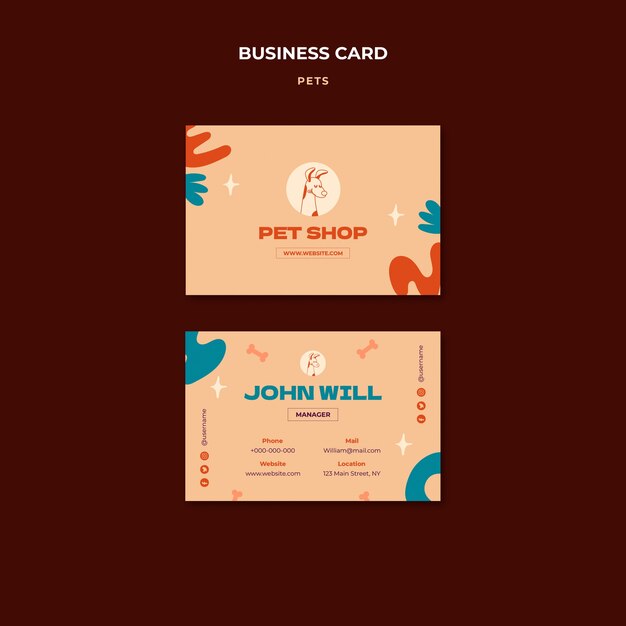 Flat Design Pet Business Card Template – Free Download