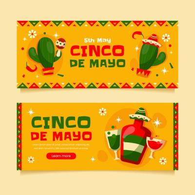 Cinco de Mayo Celebration Flat Horizontal Banner Template – Free Download