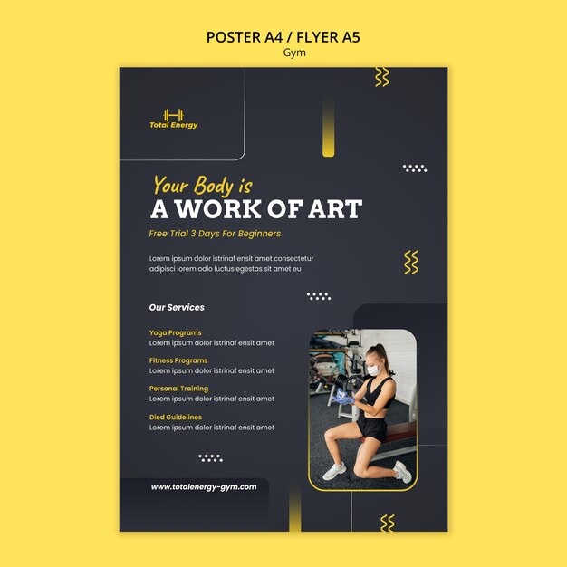 Dynamic Gym Poster Design Template – Download Free Stock Photo