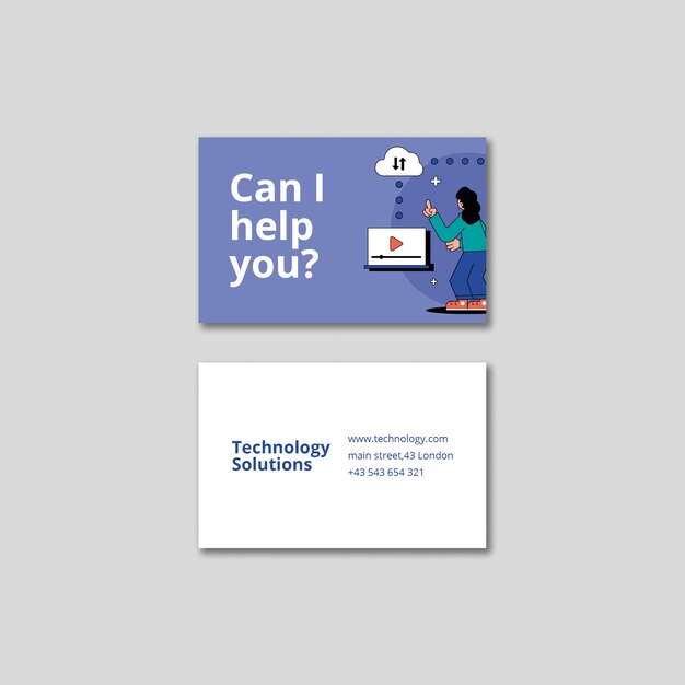 Flat Design Technology Solutions Business Card – Free Download