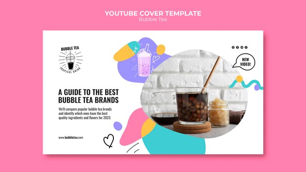 Bubble Tea YouTube Cover Template Design – Free Download