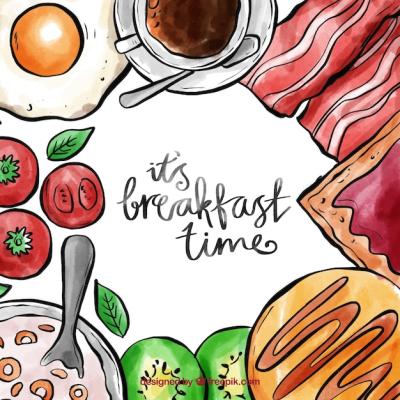 Breakfast Frame in Watercolor Style – Free Download