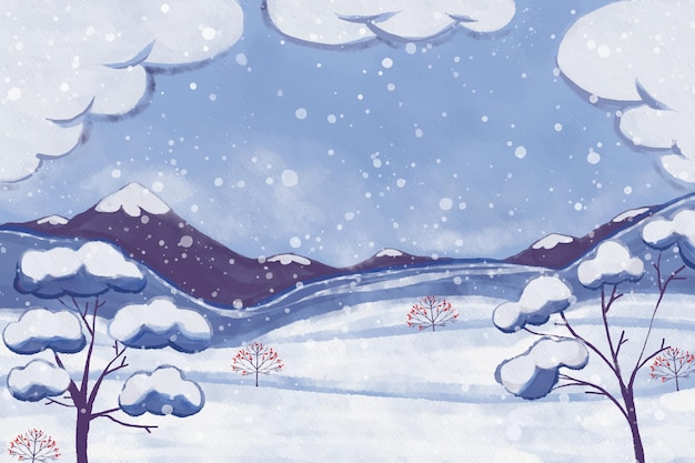 Watercolor Winter Landscape Illustration – Free Download