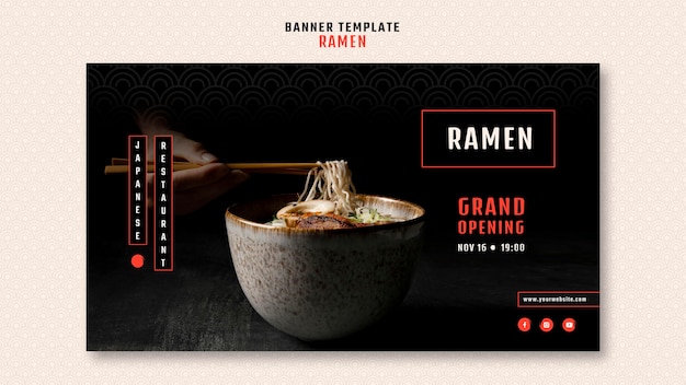 Horizontal Banner Design for Japanese Ramen Restaurant – Free to Download