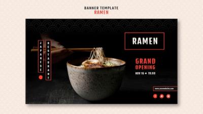 Horizontal Banner Design for Japanese Ramen Restaurant – Free to Download