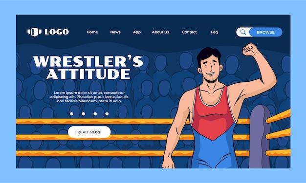 Hand Drawn Wrestling Landing Page – Free Download