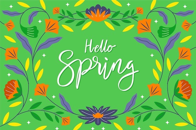 Hello Spring Lettering Wallpaper – Free Download