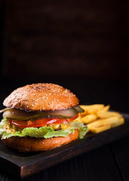 Delicious Burger with French Fries – Free Stock Photo, Download for Free