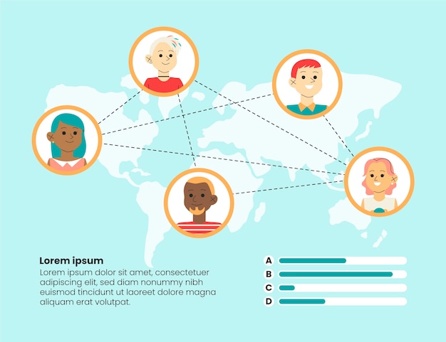 Connecting People Infographic – Free Download of Flat Design Vector Template