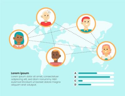 Connecting People Infographic – Free Download of Flat Design Vector Template