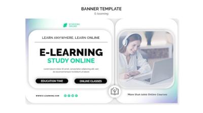 E-learning Horizontal Banner Template with Gradient Design – Free to Download