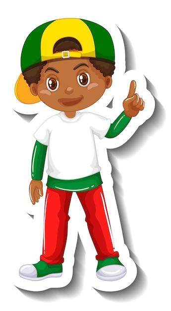 Cute African Boy Cartoon Character Sticker – Free Download