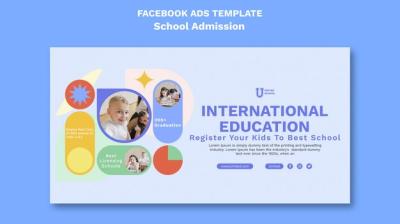 Flat Design School Admission Facebook Template – Free Download