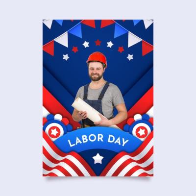 Gradient Labor Day Vertical Poster Template – Free Download