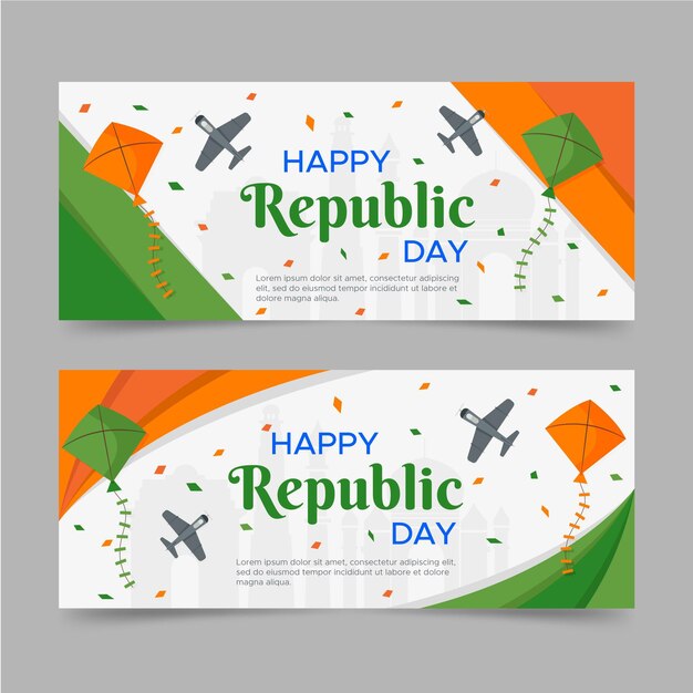 Happy Republic Day Flat Banner – Free Download