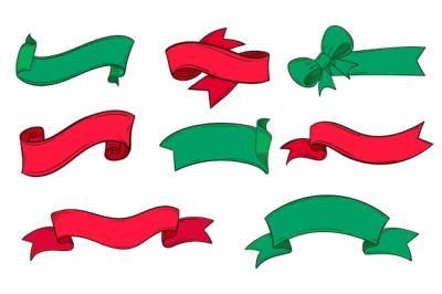 Hand Drawn Christmas Ribbon Collection – Free Download