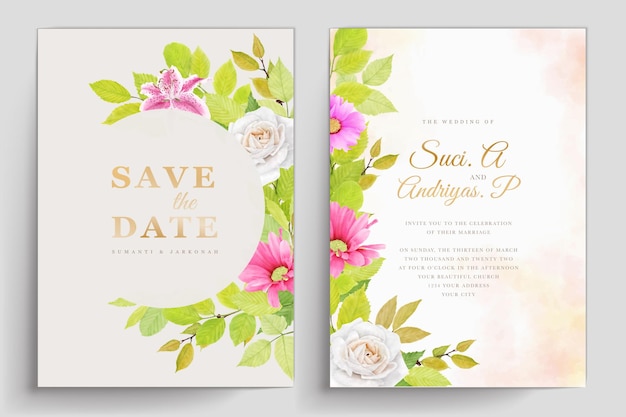 Floral Watercolor Wedding Invitation Card – Free Download