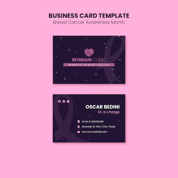 Breast Cancer Awareness Month Business Card – Free Download