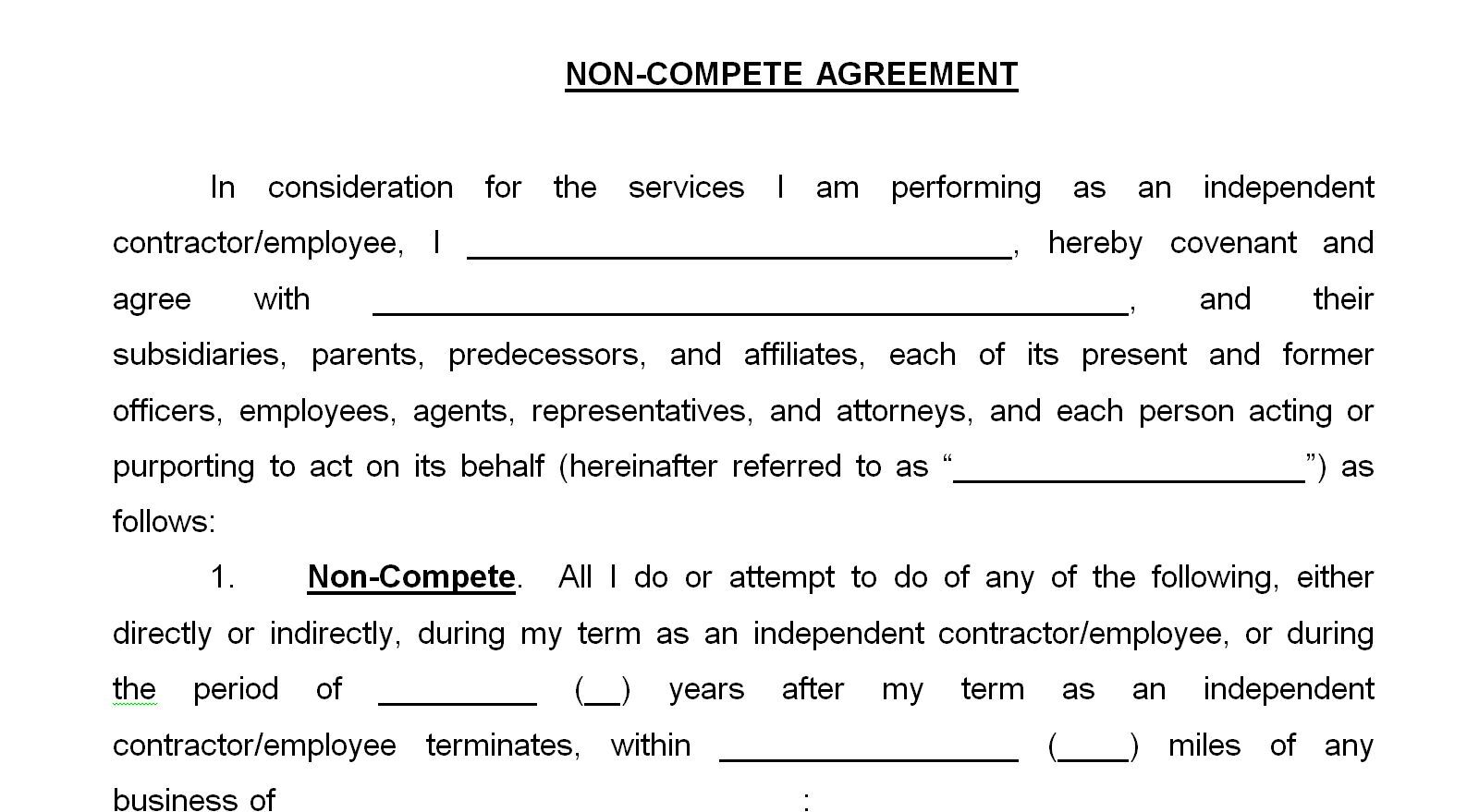 Non Compete Agreement New York Template Business Mentor