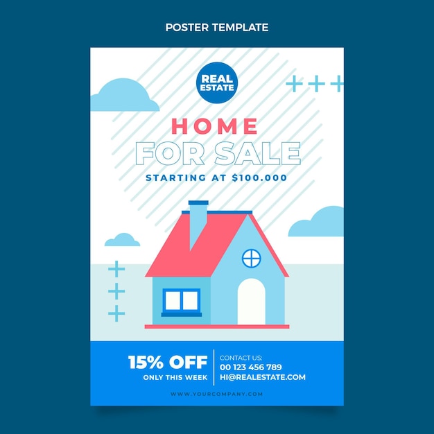 Flat Abstract Geometric Real Estate Poster – Free Download