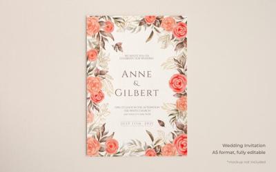 Elegant Wedding Invitation Template with Floral Decoration – Free Download