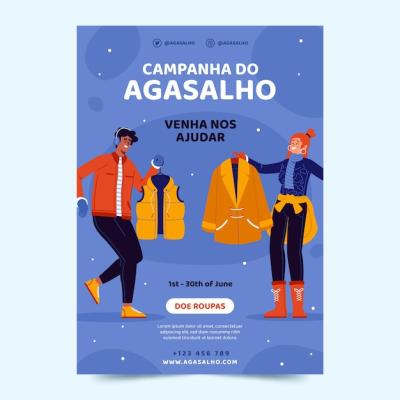 Vertical Poster Template for Flat Campaign do Agasalho – Free to Download