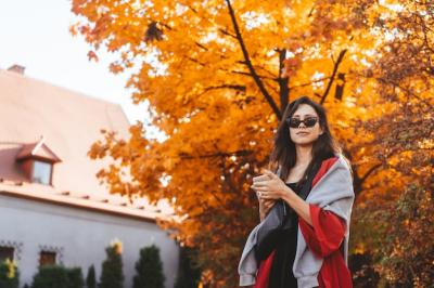 Stunning Fashion Portrait of a Beautiful Woman in an Autumn Park – Free Download