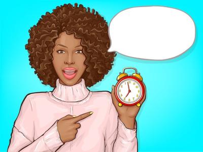 Black Woman Pointing at Alarm Clock – Free Download