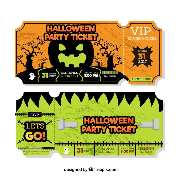 Halloween Party Tickets Set – Free Download