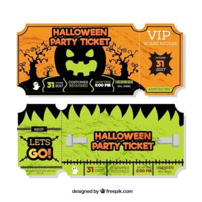 Halloween Party Tickets Set – Free Download