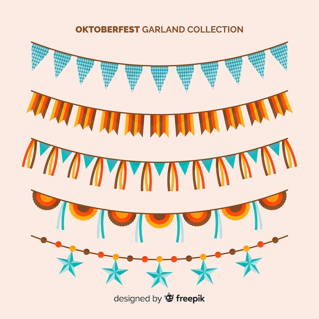 Colorful Oktoberfest Garland Collection in Flat Design – Free Download