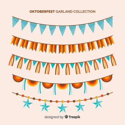 Colorful Oktoberfest Garland Collection in Flat Design – Free Download