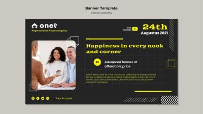 Horizontal Banner Template for Real Estate and Building – Free Download