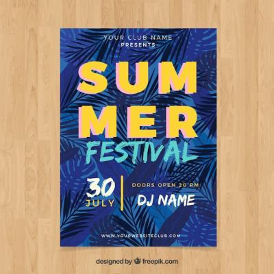 Party Festival Poster Featuring Palm Trees – Free Download